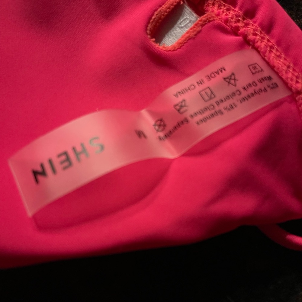 Hot pink high waisted thong bikini